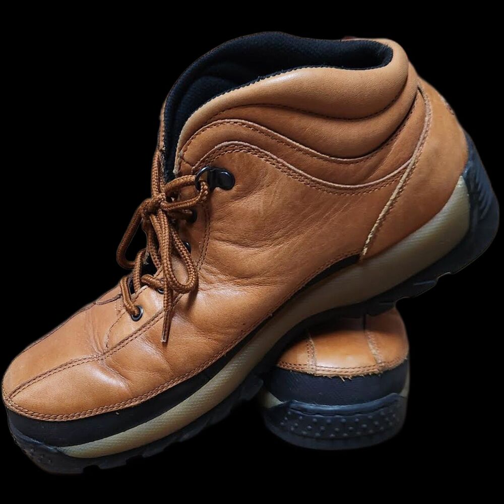 Vintage Men's SAO Brown-Tan Chunky Real Leather Boots Size 12